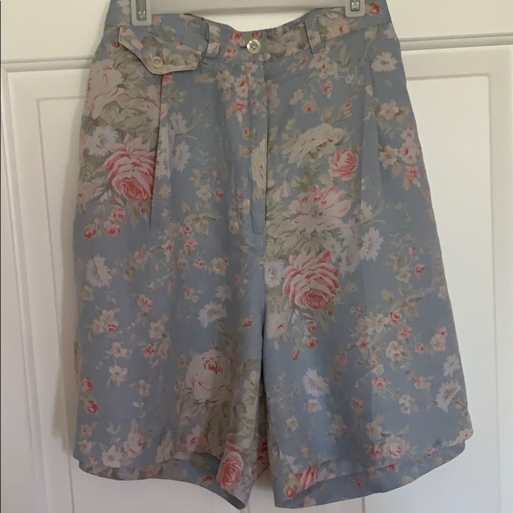 LAUREN RALPH LAUREN FLORAL LINEN SHORTS 16W